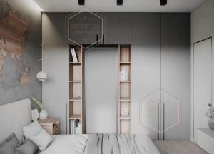 Makuuhuone Puinen vaatekaappi